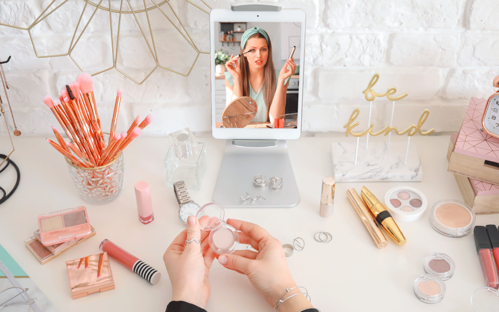 tutorial video di make-up in un tablet